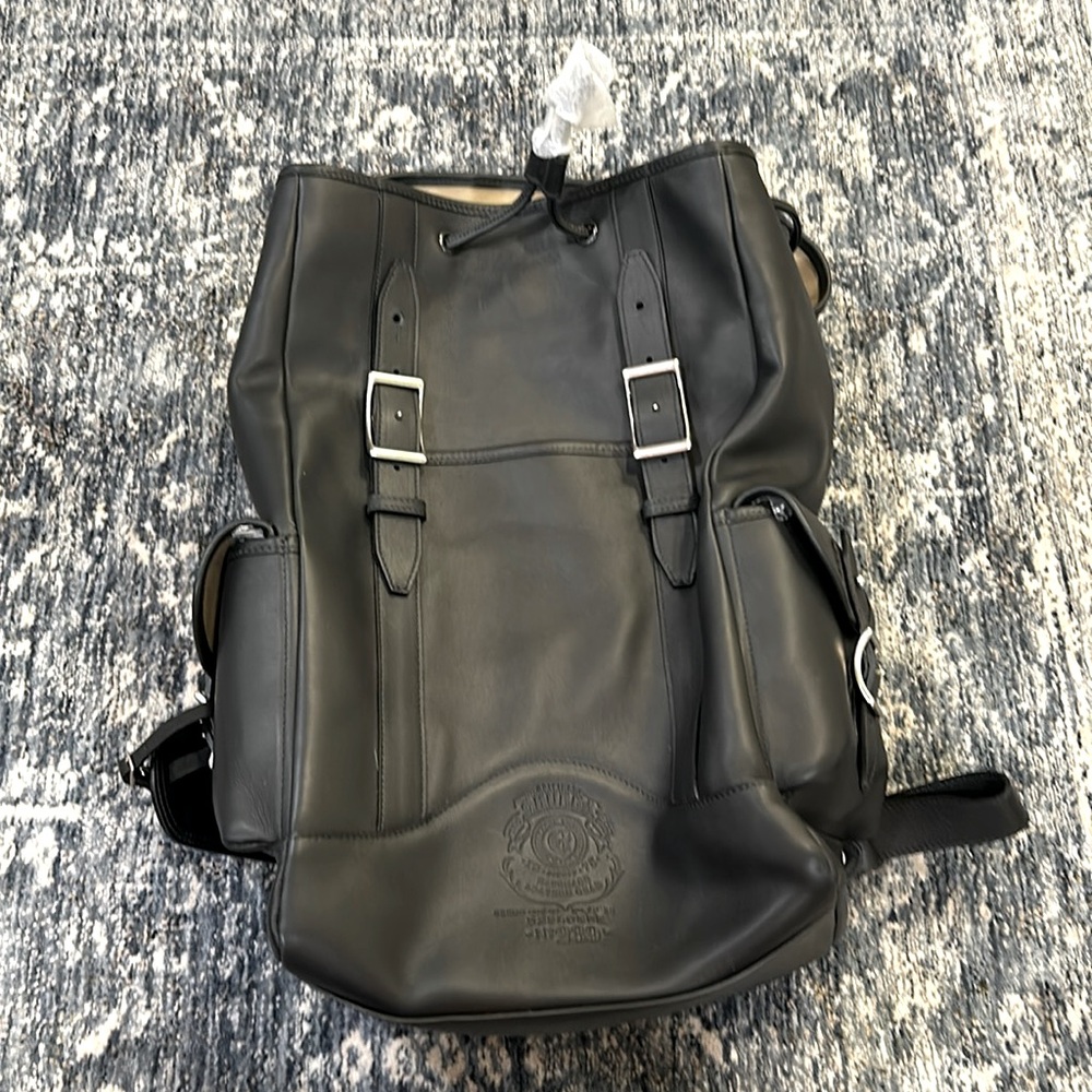 Ghurka explorer no 239. Black leather backpack.